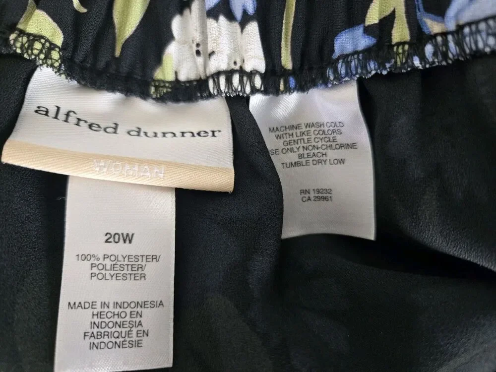 Alfred Dunner Skirt Womens 20W Plus Boho Dark Floral Cottagecore Spring Festival